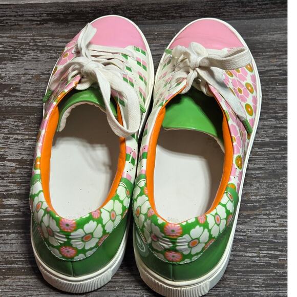 Tory Burch Sport Women's Multicolor Patent Leather Floral Golf Sneaker Size 8.5M - Picture 5 of 7